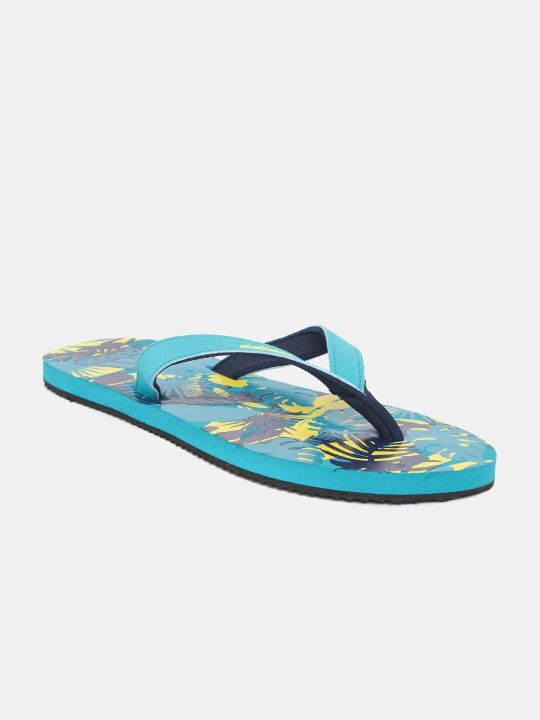 ADIDAS Women Green & Navy Blue Tropical Printed Sliders