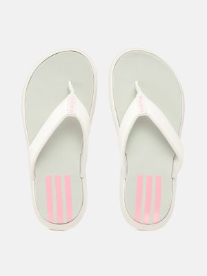 ADIDAS Women Green & Pink Brand Logo Print Sliders