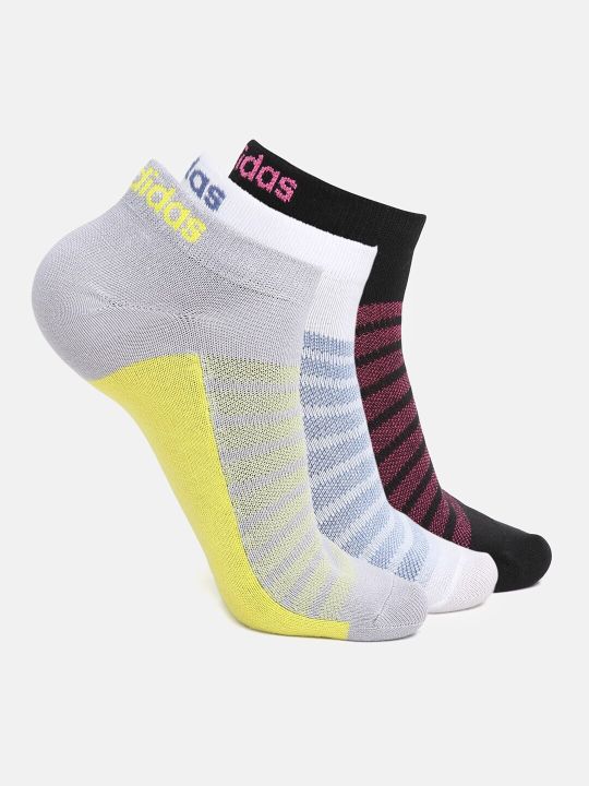 ADIDAS Women Grey & Pink Patterned Cotton Low Cut Socks