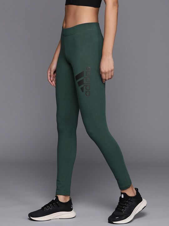 ADIDAS Women Olive Green Solid W FI BOS Tights