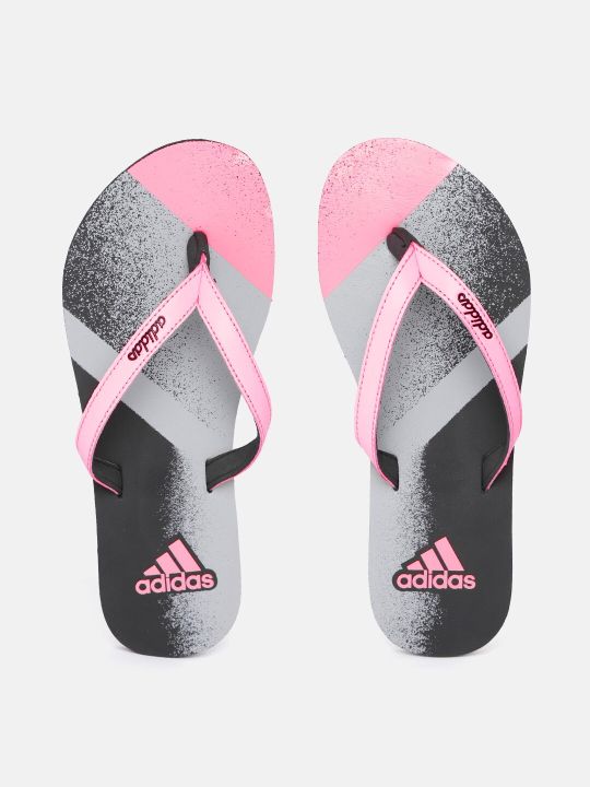 ADIDAS Women Pink & Grey Printed Jung Thong Flip Flops