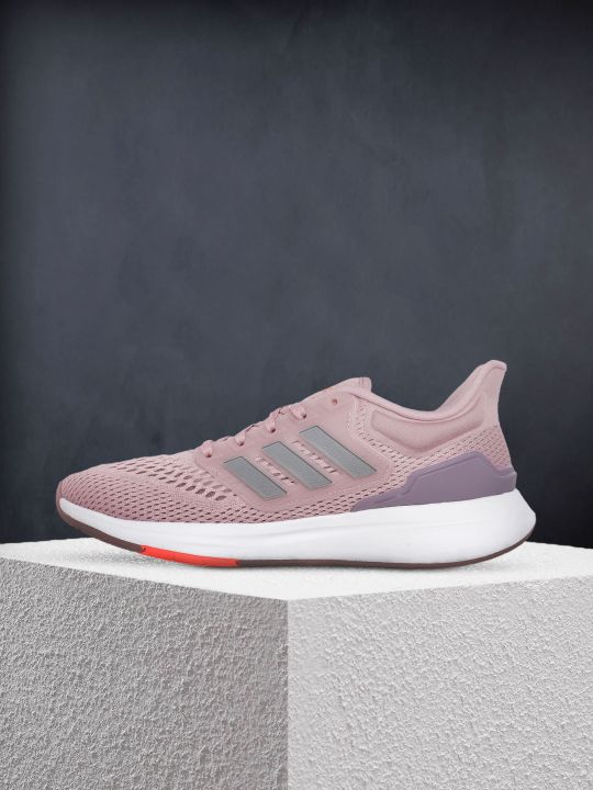 ADIDAS Women Purple & Metallic Grey Mesh Design Bounce Midsole EQ21 Sustainable Running Shoes