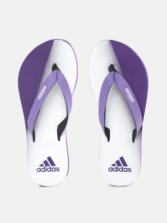 ADIDAS Women Purple & White Printed Galacto Thong Flip-Flops