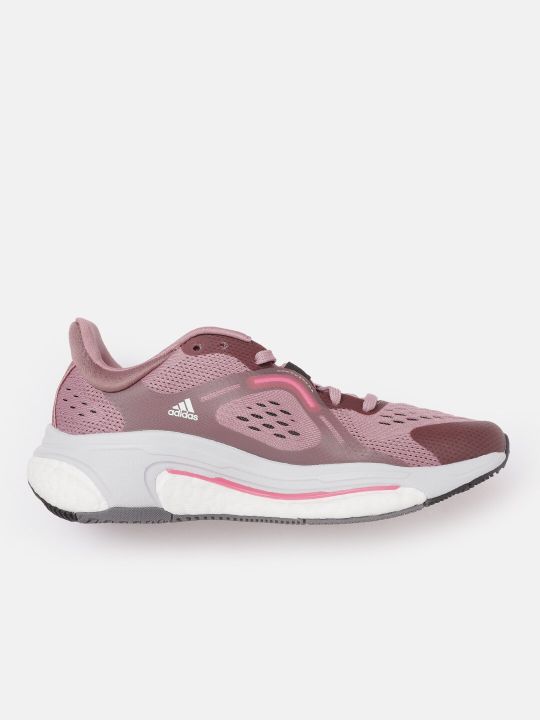 ADIDAS Women Purple & White Woven Design Perforated Solar Control Running Shoes