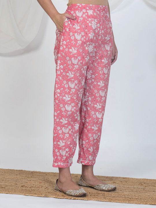 AKISO Women Ethnic Motifs Printed Cotton Lounge Pants