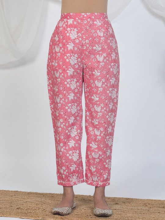 AKISO Women Ethnic Motifs Printed Cotton Lounge Pants