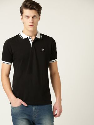 Allen Solly Men Black Polo Collar T-shirt
