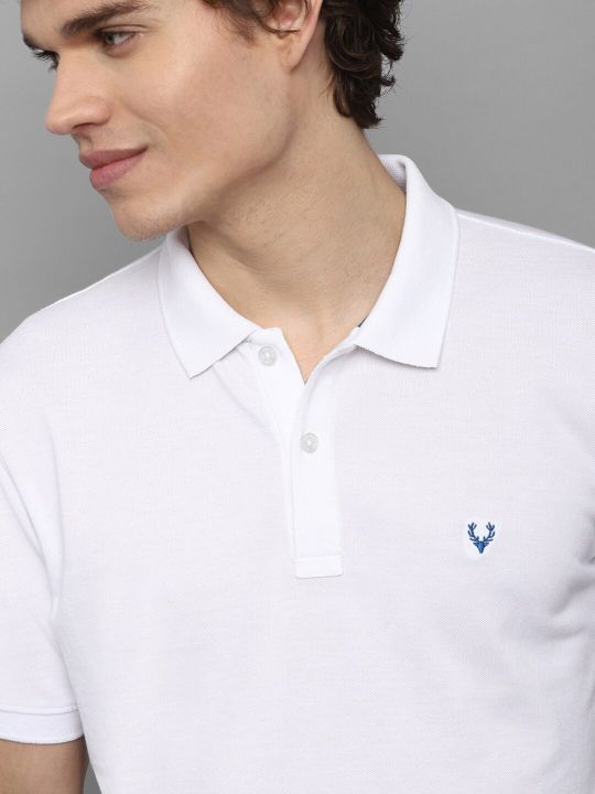 Allen Solly Men White Polo Collar T-shirt