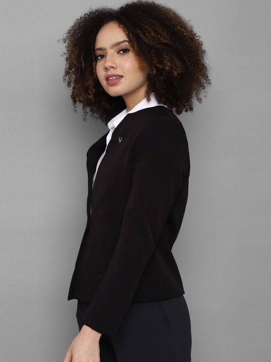 Allen Solly Woman Black Solid Single-Breasted Blazer
