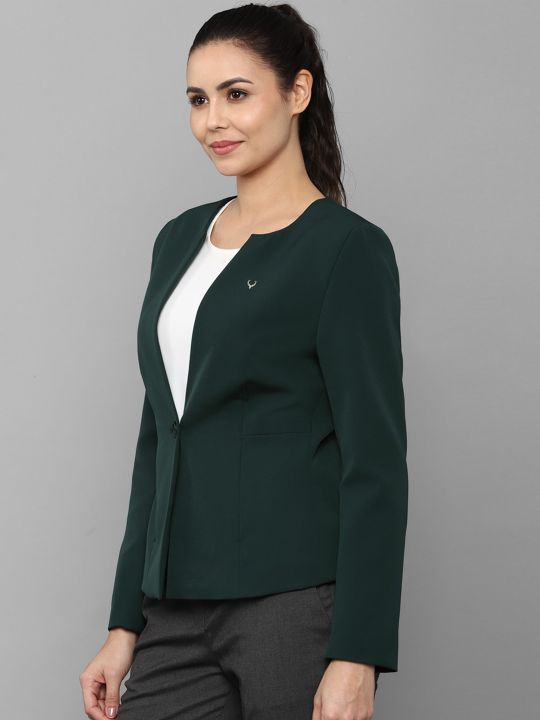 Allen Solly Woman Women Green Solid Blazers