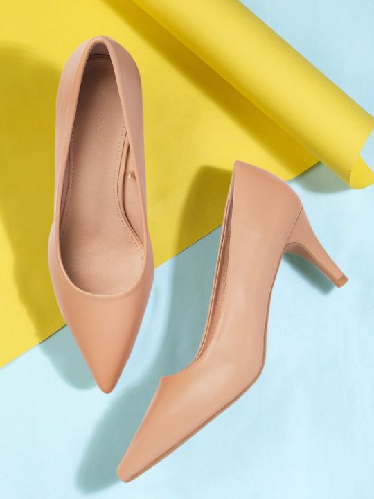 Allen Solly Women Peach-Coloured Solid Pumps