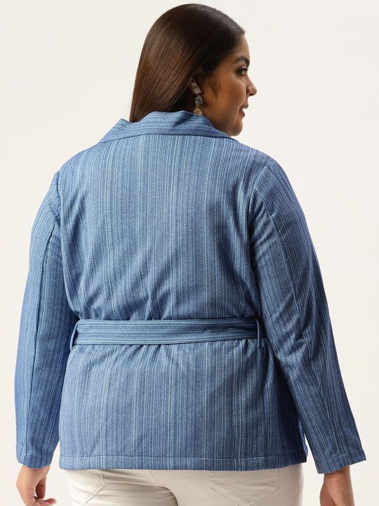 Amydus Plus Size Self Design Single-Breasted Tailored-Fit Front-Open Blazer