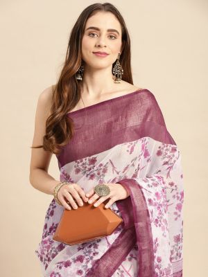 Anouk Floral Print Chanderi Saree