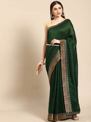 Anouk Green Solid Saree