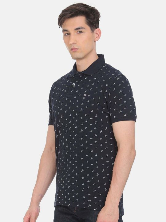 Arrow Sport Conversational Printed Polo Collar Pure Cotton T-shirt