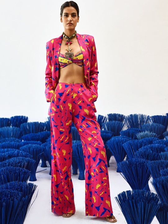 Baise Gaba Printed Single Breasted Blazer