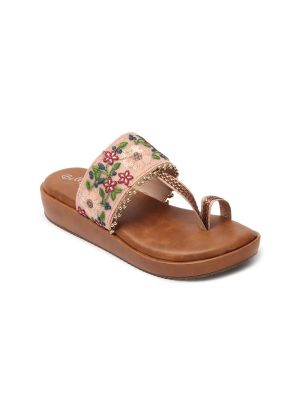 Bella Toes Embroidered One Toe Flatform Heels