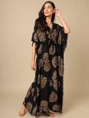 Boston Club Black Printed Maxi Nightdress