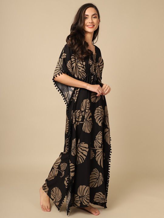 Boston Club Black Printed Maxi Nightdress