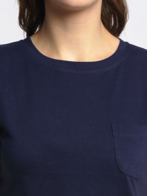 Boston Club Women Navy Blue & Black Night Suit