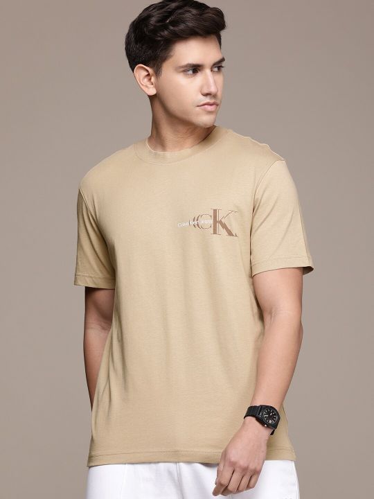 Calvin Klein Jeans Men Brand Logo Printed Pure Cotton T-shirt