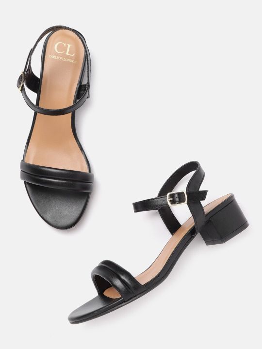 Carlton London Black Solid Block Heels