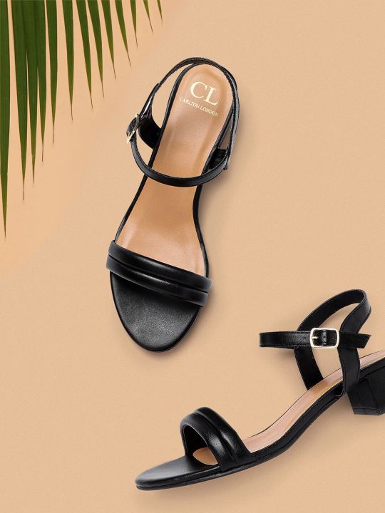 Carlton London Black Solid Block Heels