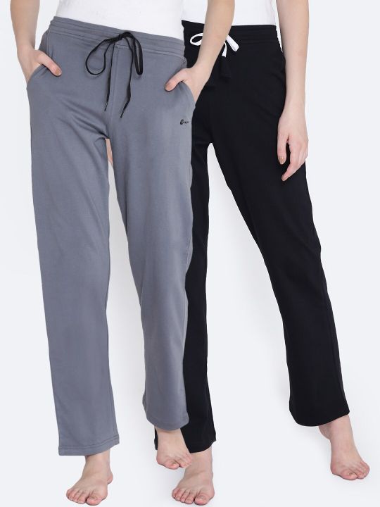 Claura Women Black & Grey Lounge Pants Lower-11-grey-blak