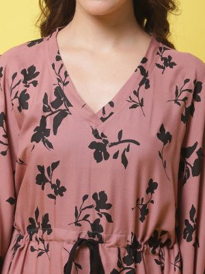 Claura Women Floral Printed Kaftan Nightdress