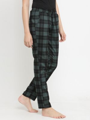 Claura Women Green & Black Checked Regular Fit Pyjama Lower-12