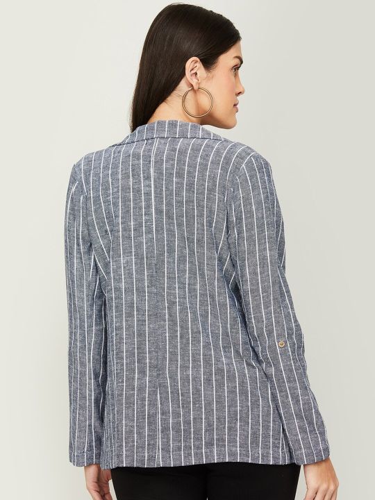 CODE by Lifestyle Striped Cotton Single-Breasted Blazer