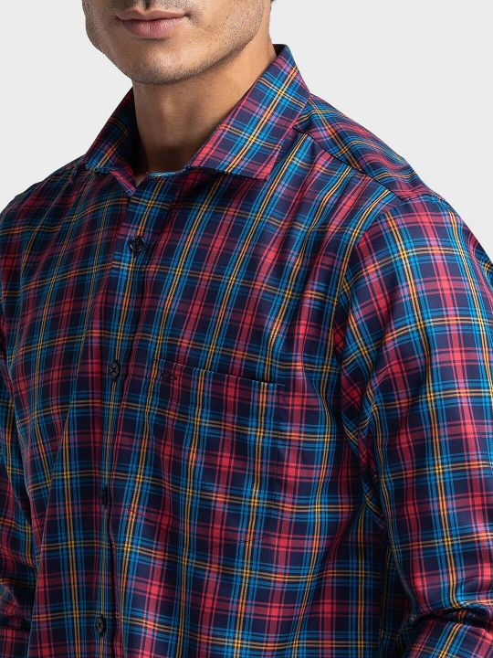 ColorPlus Tartan Checked Tailored Fit Pure Cotton Casual Shirt