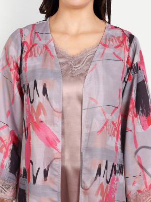 DECOREALM Satin Nightdress With Robe