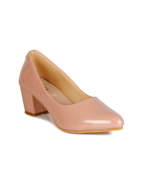 Denill Peach-Coloured Block Pumps