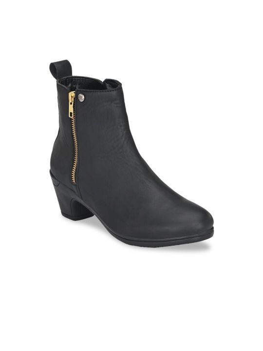El Paso Women Black Solid Heeled Boots