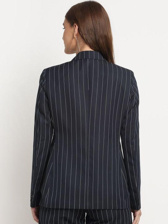 Ennoble Women Striped Single Breasted Comfort-Fit Blazer