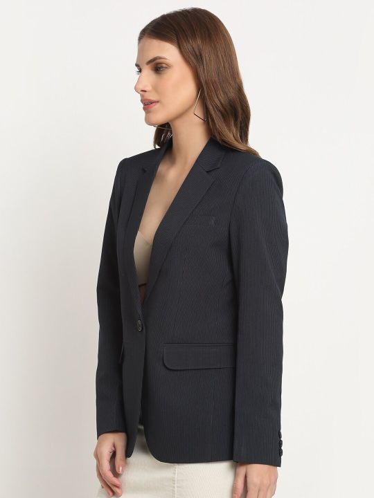Ennoble Women Striped Single Breasted Comfort-Fit Blazer