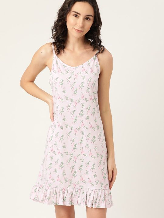 ETC Pink Printed Cotton Nightdress