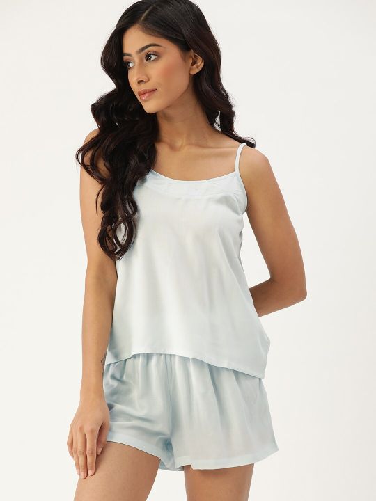 ETC Women Blue Solid Shorts Set