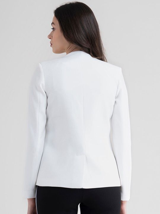 FableStreet Women White Open Front Blazer
