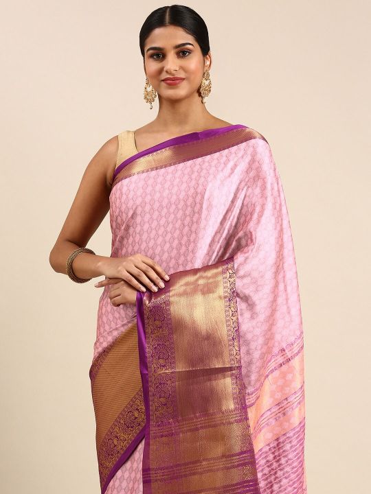 FASHDEAL Ethnic Motifs Zari Pure Cotton Saree