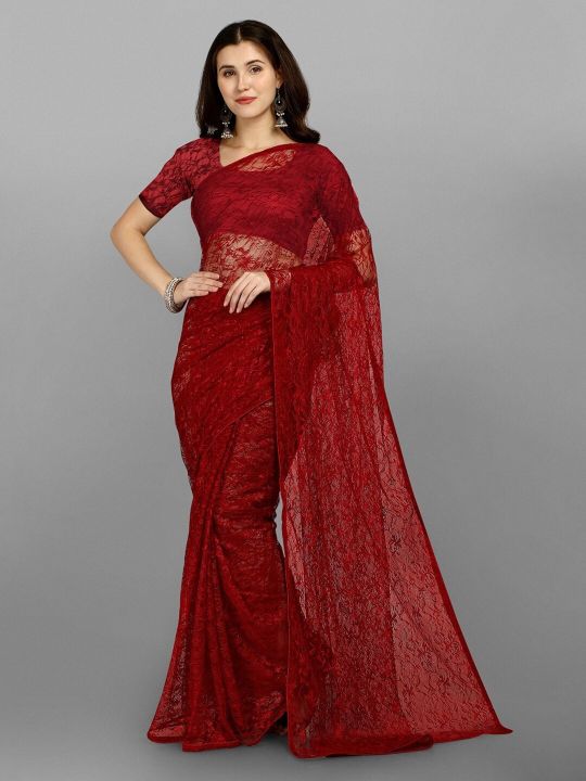 Fashion Basket Abstract Design Net Saree