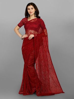 Fashion Basket Abstract Design Net Saree