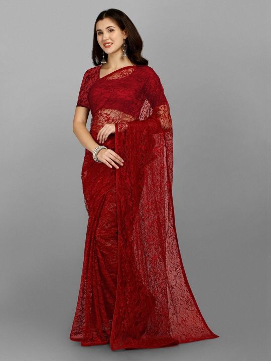 Fashion Basket Abstract Design Net Saree