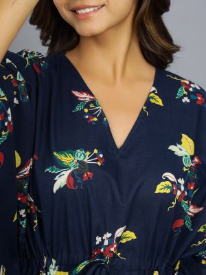 HANDICRAFT PALACE Floral Printed Pure Cotton Maxi Kaftan Nightdress