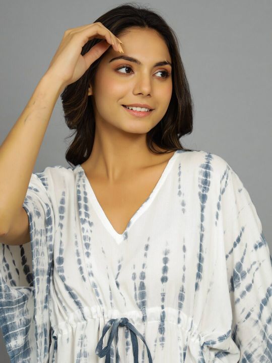 HANDICRAFT PALACE Tie And Dye Printed Kaftan Nightdress