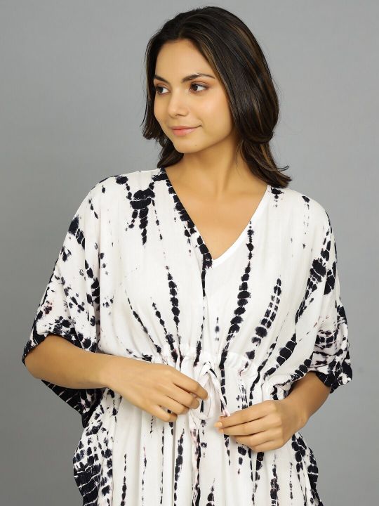 HANDICRAFT PALACE Tie & Dye Printed Kaftan Nightdress