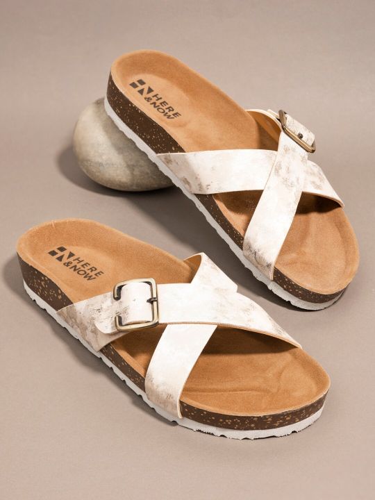 HERE&NOW Women Beige & Brown Solid Flats