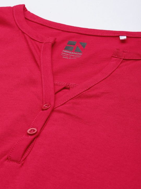 HERE&NOW Women Red Floral Cotton Pure Cotton Night suit