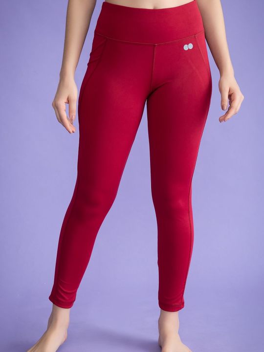 High Rise Activewear Tights in Maroon